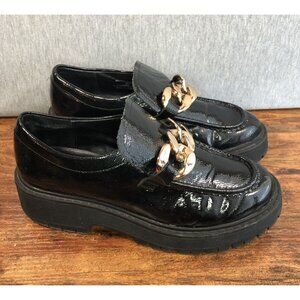 STEVE MADDEN Women's Size 8M Malvern Chunky Lug Sole Patent Leather Loafer Shoes